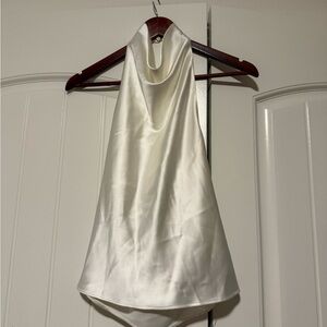 Zara White Satin Halter Top